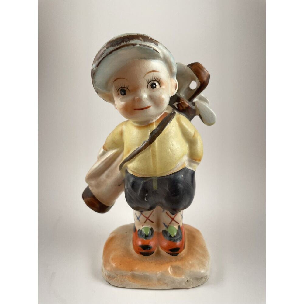 Vintage Ceramic Golfer Caddy Figurine